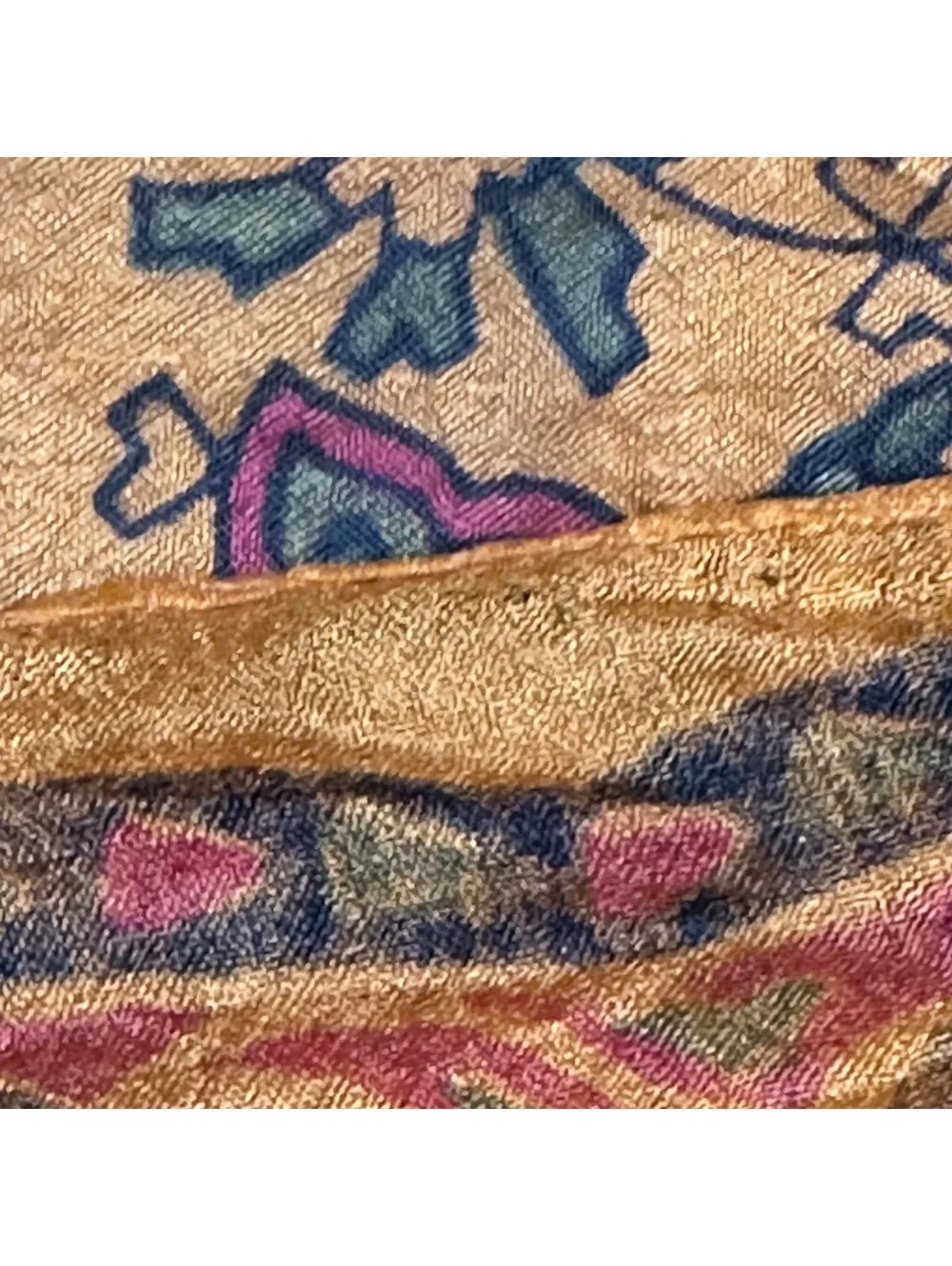 Vintage Paisley Patterned Silk Square Scarf with Orange and Red Tones